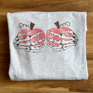“Pumpkins and Skeleton Hands” Crewneck Sweatshirt- Med